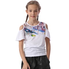 Venice T- Shirt Venice Voyage Art Digital Painting Watercolor Discovery T- Shirt (4) Kids  Butterfly Cutout T-shirt by ZUXUMI