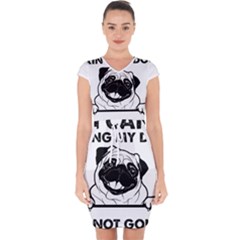 Black Pug Dog If I Cant Bring My Dog I T- Shirt Black Pug Dog If I Can t Bring My Dog I m Not Going Capsleeve Drawstring Dress  by EnriqueJohnson