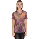 Floral Blossoms  Women s V-Neck Scrub Top View1