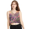 Floral Blossoms  V-Neck Cropped Tank Top View1