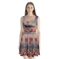 Floral Blossoms  Split Back Mini Dress  by Internationalstore