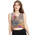 Floral Blossoms  V-Neck Cropped Tank Top View1