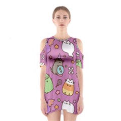 Pusheen Cat Shoulder Cutout One Piece Dress by Pakjumat