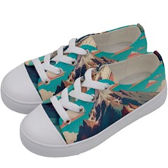 Mountain Mount Fuji Kids  Low Top Canvas Sneakers by Pakjumat