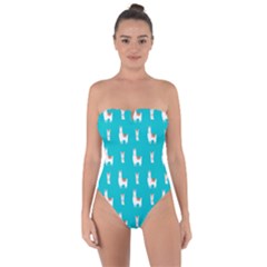 Lama Alpaca Animal Pattern Design Tie Back One Piece Swimsuit by Pakjumat