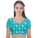 Lama Alpaca Animal Pattern Design Velvet Short Sleeve Crop Top  View1