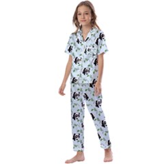 Animal Panda Bamboo Seamless Pattern Kids  Satin Short Sleeve Pajamas Set by Pakjumat