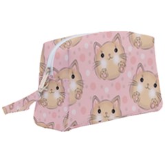 Cat Pattern Pink Cartoon Wristlet Pouch Bag (large) by Pakjumat