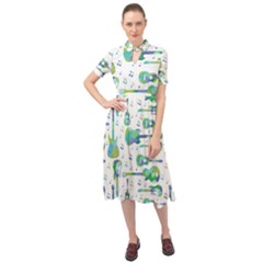 Guitars Music Notes Seamless Pattern Keyhole Neckline Chiffon Dress by Pakjumat