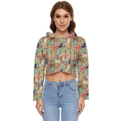 Animal Forest Pattern Women s Lightweight Cropped Hoodie by Pakjumat