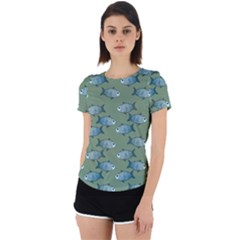 Fishes Pattern Background Back Cut Out Sport T-shirt by Pakjumat