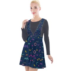 Scribble Pattern Texture Plunge Pinafore Velour Dress by Pakjumat
