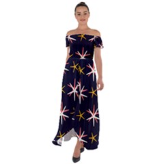 Starfish Off Shoulder Open Front Chiffon Dress by Mariart