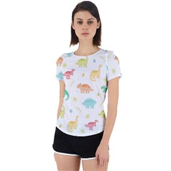 Animals Dinosaurs T-rex Pattern Back Cut Out Sport T-shirt by Pakjumat