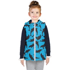 Dolphin Silhouette Pattern Kids  Hooded Puffer Vest by Pakjumat