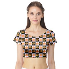 Lantern Chess Halloween Short Sleeve Crop Top by Pakjumat