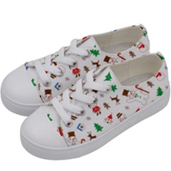 Christmas Santa Claus Pattern Kids  Low Top Canvas Sneakers by Sarkoni