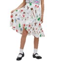 Christmas Santa Claus Pattern Kids  Ruffle Flared Wrap Midi Skirt View1