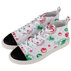 Merry Christmas Geometric Pattern Men s Mid-top Canvas Sneakers by Sarkoni