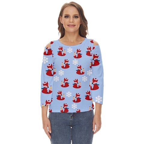 Christmas Background Pattern Cut Out Wide Sleeve Top by uniart180623