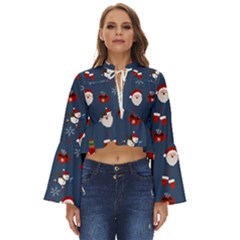 Christmas Background Design Pattern Boho Long Bell Sleeve Top by uniart180623