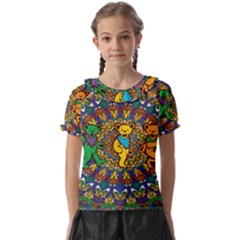 Grateful Dead Pattern Kids  Frill Chiffon Blouse by Sarkoni