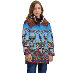 Grateful Dead Wallpapers Kids  Hooded Longline Puffer Jacket by Sarkoni