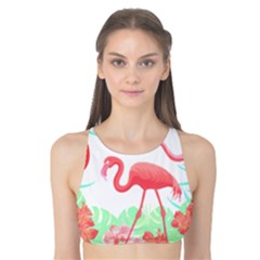 Flower Flamingo T- Shirt Floral Birds Flower Flamingo T- Shirt Tank Bikini Top by EnriqueJohnson