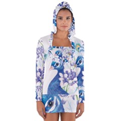 Peacock Long Sleeve Hooded T-shirt by uniart180623