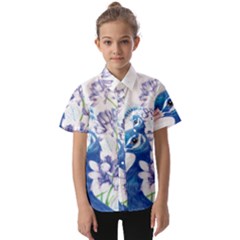 Peacock Kids  Short Sleeve Shirt by uniart180623