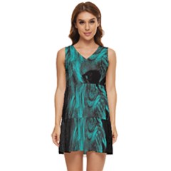 Angry Male Lion Predator Carnivore Tiered Sleeveless Mini Dress by uniart180623