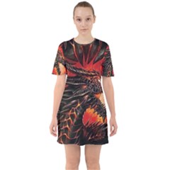 Dragon Sixties Short Sleeve Mini Dress by uniart180623