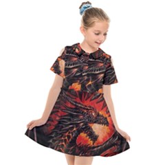 Dragon Kids  Short Sleeve Shirt Dress by uniart180623