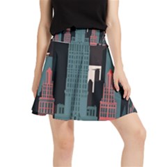 New York City Nyc Skyline Cityscape Waistband Skirt by uniart180623