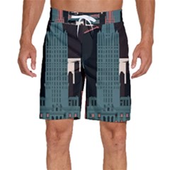 New York City Nyc Skyline Cityscape Men s Beach Shorts by uniart180623