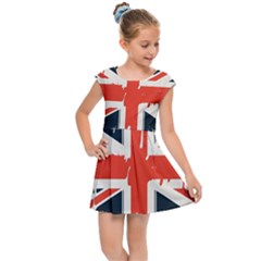 Union Jack England Uk United Kingdom London Kids  Cap Sleeve Dress by uniart180623