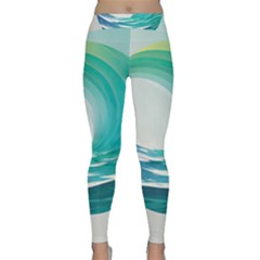 Tsunami Tidal Wave Wave Minimalist Ocean Sea Classic Yoga Leggings by uniart180623