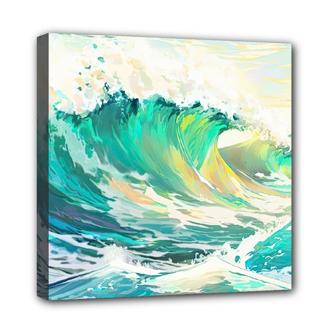 Waves Ocean Sea Tsunami Nautical Painting Mini Canvas 8  X 8  (stretched) by uniart180623