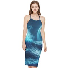 Moonlight High Tide Storm Tsunami Waves Ocean Sea Bodycon Cross Back Summer Dress by uniart180623