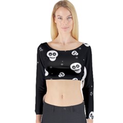 Skull Pattern Long Sleeve Crop Top by Ket1n9