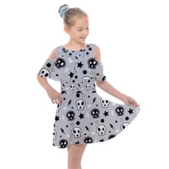 Skull-pattern- Kids  Shoulder Cutout Chiffon Dress by Ket1n9