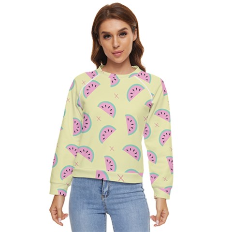 Watermelon Wallpapers  Creative Illustration And Patterns Women s Long Sleeve Raglan T-shirt by Ket1n9