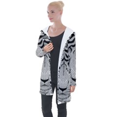 Tiger Head Longline Hooded Cardigan by Ket1n9