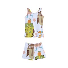 Cute Owls Pattern Kids  Boyleg Swimsuit by Ket1n9