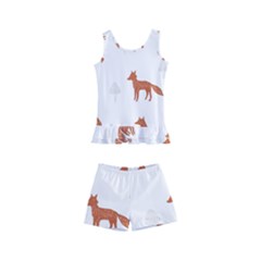 Fox Animal Wild Pattern Kids  Boyleg Swimsuit by Ket1n9