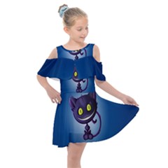 Cats Funny Kids  Shoulder Cutout Chiffon Dress by Ket1n9