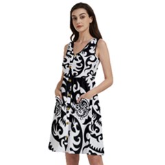 Ying Yang Tattoo Sleeveless Dress With Pocket by Ket1n9