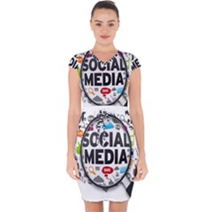 Social Media Computer Internet Typography Text Poster Capsleeve Drawstring Dress  by Ket1n9