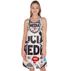 Social Media Computer Internet Typography Text Poster Knee Length Skater Dress With Pockets by Ket1n9