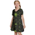 Green Android Honeycomb Gree Kids  Short Sleeve Tiered Mini Dress View2